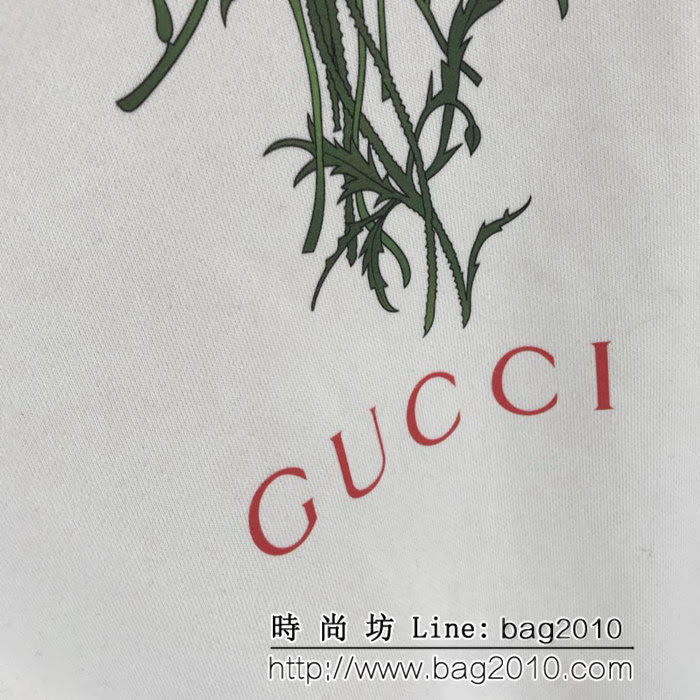 GUCCI古馳 18ss新款 人物吹嗩呐 後背花朵印花圖案 抓絨衛衣 男女同款 ydi1737